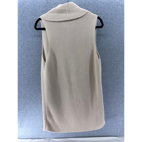 Gap Women's sz M Chunky Knit 100% Cotton Vest Sweater Cream Cozy Fall Warm BOHO - Picture 7 of 9